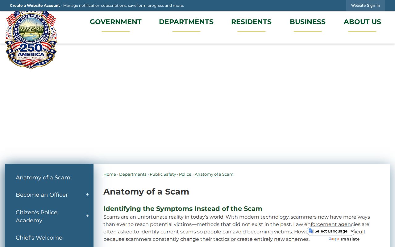Columbus official warning about warrant payment scams