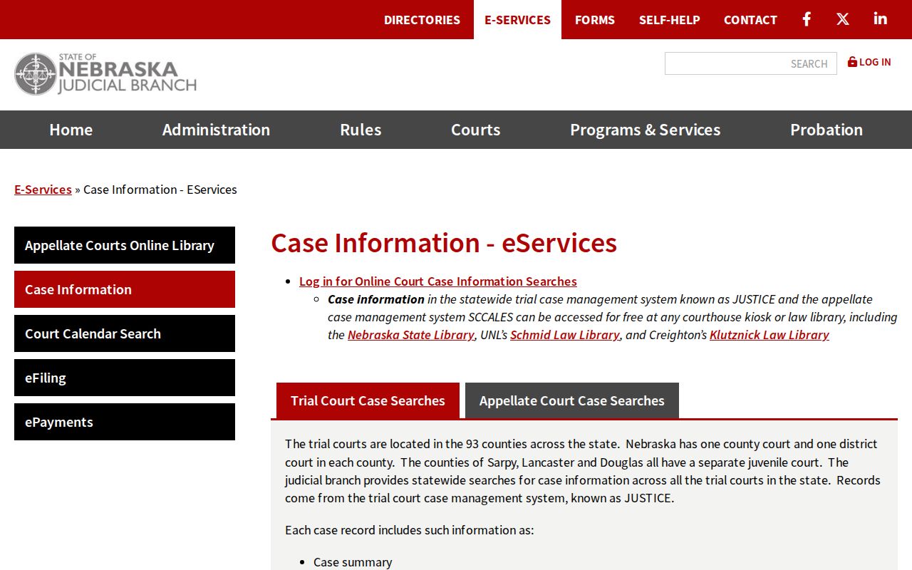 Platte County warrant records Nebraska JUSTICE case information description